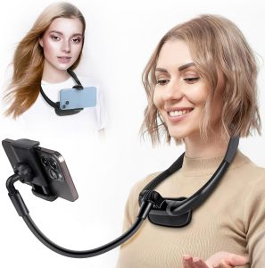Neck Cell Phone Holder Hand Free Flexible Gooseneck Phone Stand for Bed Cell Phone Stand Neck Phone Holder POV/Vlog Selfie Mount Universal Multi-Functional Phone Stand for 4.7-6.7 Phone