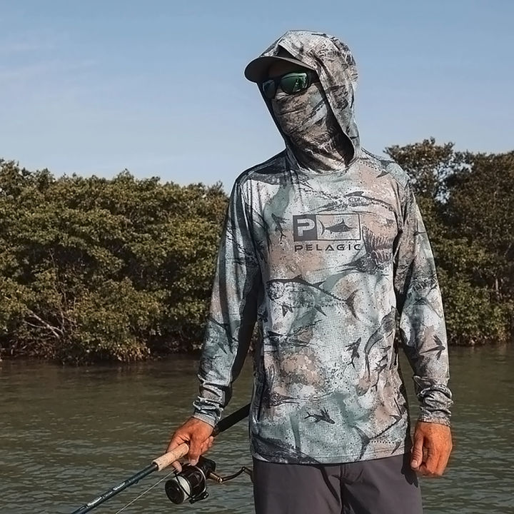 Summer Fishing Shirt UPF 50+ Hooded Fishing Clothes Men Face