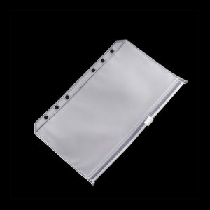 A6 Transparent Hand Book Bags 6 Hole / Zipper Pocket Binder A6 Transparan / Tempat Uang  PH C1105
