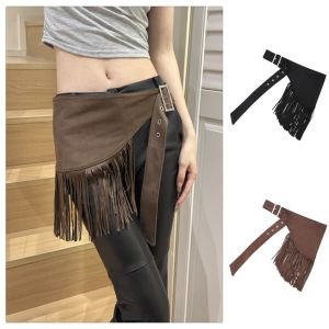 CRUSHES Vintage Tassel Waist Belt Triangle Solid Color Dress Belt Luxury Cowboy Style Waist Cover for Women