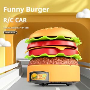 TRTEWWS 360 Degree Rotating Remote Control Hamburger Simulated Food Freely Matched Kids Electric Car Toys Creativity Assembly Hamburger RC Car Childrens Toy
