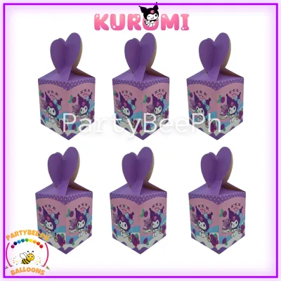 PartyBeePh 6pcs Kuromi Party Bags Box for Birthday Party Decorations Candy Box for Giveaways Kids Girls Tableware Party Supplies