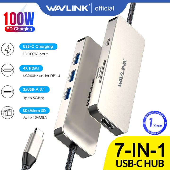 WAVLINK 7in1 USB C HUB, typec laptop Dongle for MacBook Pro/Air