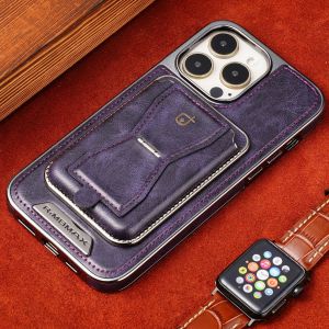 Applicable iPhone16ProMax Magnetic phone case for devices 15Pro Multi-functional cardholder 4 Leather Case
