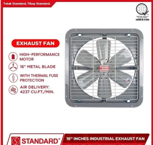 Standard 16 Inches BLADE Industrial Exhaust Fan High Performance Motor with Metal Blade & Thermal Fuse Protection