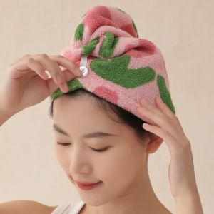 DREVER Tulip Pure Cotton Dry Hair Cap Wave Point Super Absorbent Drying Hair Towel Bathroom Accessories Wet Hair Turbans Animals Hair Drying Wrap Bath