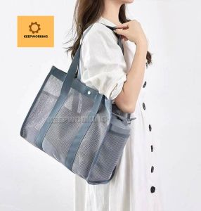 KW Beach Bag Large-Capacity Handbag Swimming Bag Portable Quick Dry Mesh Shoulder Bag Travel