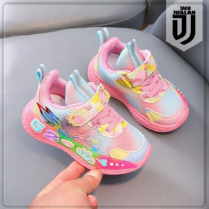Sepatu Lampu LED FROZEN Anak usia 1 2 3 4 5 6 tahun / Sepatu Sneakers Tali Perekat Anak Cewek Motif Princess Elsa / Sepatu MENYALA Anak Balita Perempuan Fashion Trendy / Sepatu Baby Casual Wanita Karakter Lucu / Sepatu Running Anak Fashion Sol Menyala