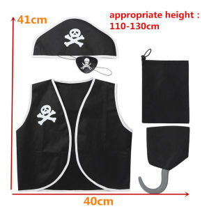 Aidilfitri Childrens Day Caribbean Pirate Captain Cosplay Costume Kids Boys Carnival Hat Shoes Belt Fancy Clothes Halloween Ball Shows Birthday Party Jumpsuits