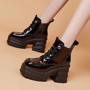 guibai Thick-soled Martin boots for women autumn versatile inner heightening thick heel short boots