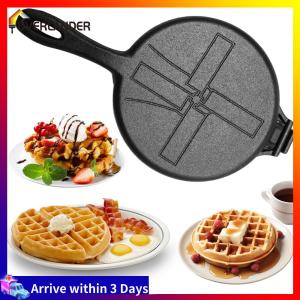 【Fast Shipping】 Iron Waffle Iron Non-Stick Waffle Cake Maker Round Waffle Skillet for Stovetop Or Grill