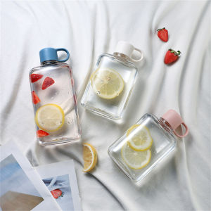 Homen 500ML Transparent Flat Water Bottle Large Capacity Portable Travel Cup Environmentally Friendly Durable Cute Mini Pocket Bottle Leak Proof And Unbreakable Bottle