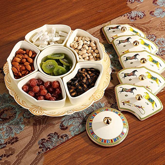 Khay đựng mứt tết bằng gốm sứ cao cấp- khay đựng bánh kẹo tết hình con ngựa-khay sứ cao cấp, thích hợp đựng bánh kẹo nhân ngày tết đến