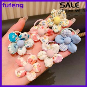 fufeng 10Pcs Colorful Sweet Flower Elastic Hair Bands Cute Fashion Ponytail Holder Children Scrunchies Rubber Band Hair Accessories