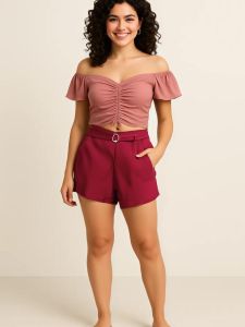 Elegant High-Waist Shorts with Belt for Women