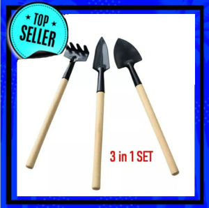 Sekop Mini Alat Berkebun 3 in 1 Gagang Kayu Garden Tool Set isi 3
