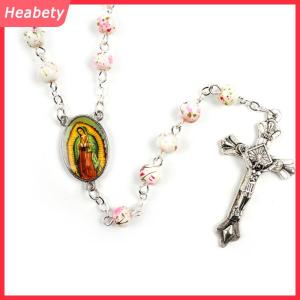 Heabety  Công Giáo kinh Mân Côi kích thước nhỏ Vòng màu xanh hạt thủy tinh Virgin Mary  Vòng cổ