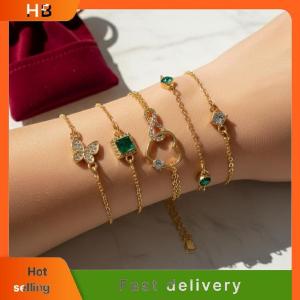 HB Luxury Crystal Rhinestone Bracelet Adjustable Geometric Square for Women Party Prom Holiday Gift