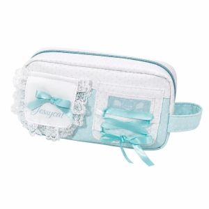 DAWEIF Lace Polka Dot Pencil Case Bow Cream Color Multi-Layer Pen Bag Simple Practical Stationery Organizer Students