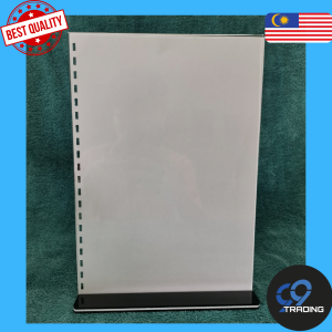 [Ready Stock !!] Black Base Acrylic T-Shape Display Stand – Clear Sign Holder (A4/A5)
