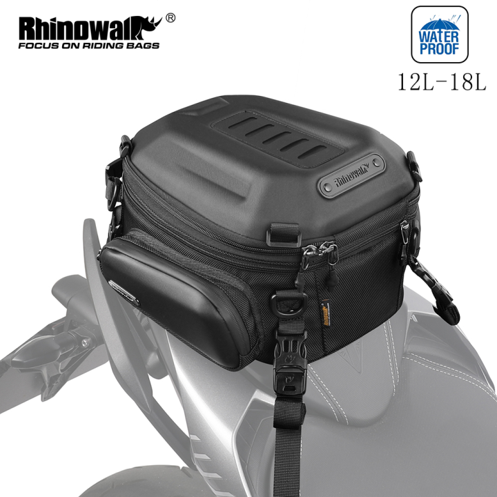 Rhinowalk Motorcycle Rear Seat Bag 12L-18L Expandable Motor Hard Shell ...