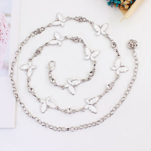 YAFEN Trendy Butterfly Decoration Metal Chain Belt Adjustable Elegant Thin Body Waist Chain Dress Sweater Pendant Decoration Belt Gift