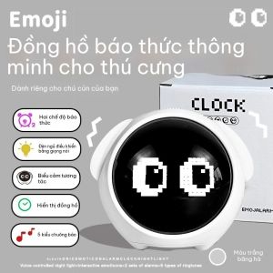 Đồng Hồ Báo Thức LED Pixel Biểu Cảm Cho Bé Học Sinh Đồng Hồ Điện Tử Để Bàn Có Đèn Ngủ Snooze