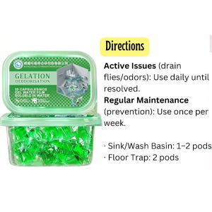 Drain Fly Killer & Eliminate Odor Pods Instant Kitchen & Bathroom Pipe Treatment Dissolvable
