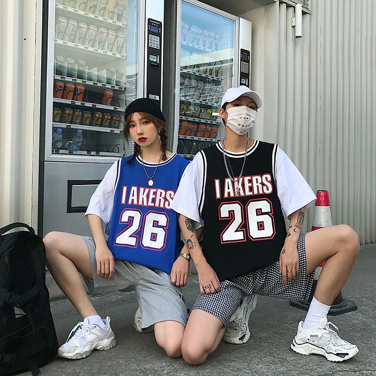TOFASHIONS Basketball Shirt Women Top Couple Outfit Printing Vest