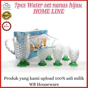 7pcs water set nanas hijau / cangkir gelas minum motif nanas HOME LINE