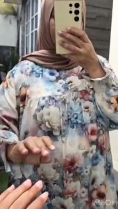 Gamis Jumbo LD140 LD150 Elisa Dress Rayon Boutique Motif Printing 3D Bunga Pinggul Lebar Maxi Wanita