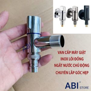 Van cấp nước máy giặt ngắt nước chủ động inox lõi đồng van máy giặt chuyên lắp góc hẹp