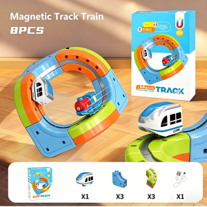 Electric Magnetic Track Train DIY Assembly Various gameplay options Can walk vertically upside down