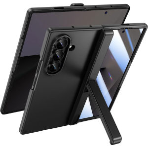 for Samsung Galaxy Z Fold 7 Case with Kickstand & Front Screen ProtectorMagnetic Hinge Protection Matte Hard Plastic Military-Grade Shockproof Protective Phone Case for Z Fold 6 Case