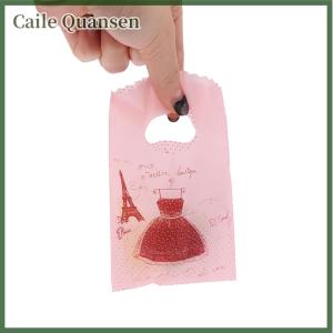 Caile 50Pcs Lot Multi Designs Small Plastic Bag 9x15cm Boutique Gift Bag With Handle Charms Earrings Jewelry Packaging Bags