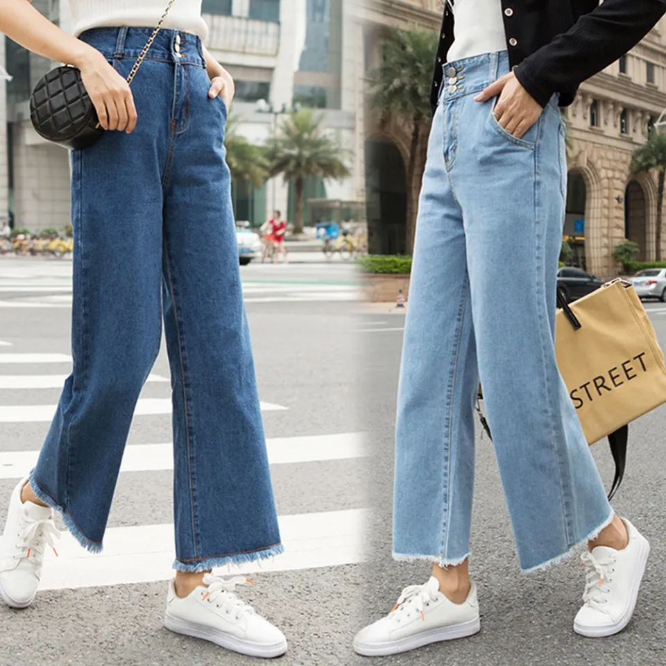 Wide Leg Straight Pants for Women Long Jeans With 8 Colors HighWaist Korean  Casual Denim