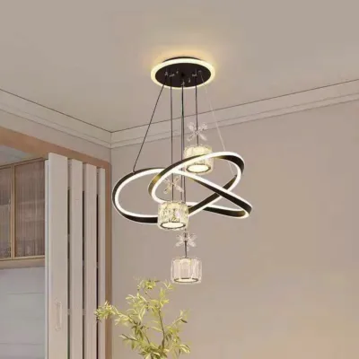 Đèn thả trần pha lê DT08 trang trí cao cấp 3 chao đèn chất liệu hợp kim và pha lê - Bảo hành 12 tháng