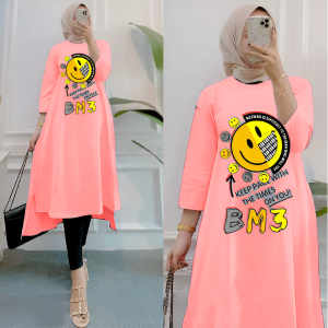Midi Dress Terbaru 2024 Yurika MIdi Bahan Kaos Katun Combed Apk Sablon Long Tunik Wanita Oversise Ootd Hijab