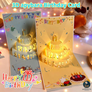 3D Buddhist Style Capybara Birthday Card Automatic Music Light Up Cute Cartoon Glowing Creative Card