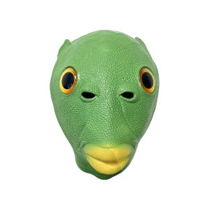 หน้ากากยางปลา หน้ากากยางรูปปลา สีเขียว หน้ากากยางสัตว์หมวกหัวม้าCOSหน้ากากหัวม้า