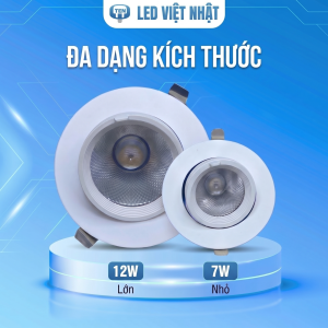 Đèn led âm trần spotlight mắt rọi Cob tròn Mặt Trắng Việt Nhật BH 2 năm
