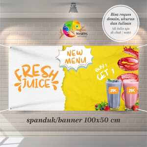 Cetak Spanduk Banner White and Green Fresh Juice Retail