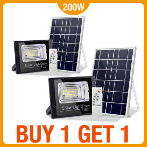 【BUY 1 TAKE 1】Kingdo 200W Solar Lights Outdoor Lighting Waterproof IP67 Led Reflector Street Light With Remote COD