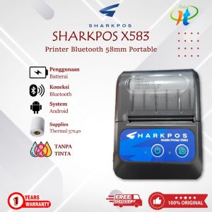 Mini Printer Thermal Portable Bluetooth Sharkpos X583 58mm Struk Kasir RPP02 Cetak PPOB