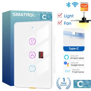 SMATRUL Tuya Smart WiFi Touch Switch zil Fan Light Ceiling Lamp Speed Control Wall Glass Panel Electrical App Work With Alexa  Home Smart Life