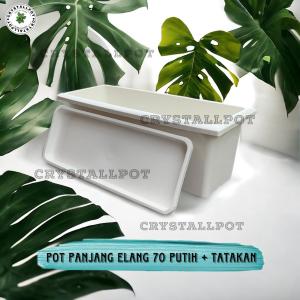 POT BUNGA TANAMAN PANJANG ELANG EGP 70 PUTIH + TATAKAN BAWAH PUTIH