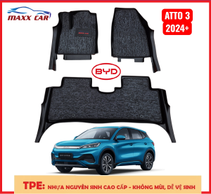 ATTO 3: Thảm lót sàn MAXXCAR nhựa TPE NGUYÊN SINH đúc 5D xe BYD ATTO 3 202420252026+ Bộ rối xám