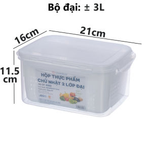 Bộ hộp rổ đựng thực phẩm nhựa Việt Nhật - Trong suốt có nắp khóa đựng đồ ăn để tủ lạnh - 6580/1/2