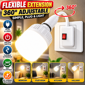 E27 Flexible Gooseneck Lamp Holder with ON/OFF Switch | Adjustable Plug In Light Bulb Socket Adapter | Replaceable Screw Type LED Bulb Holder | Portable Wall Socket Extension LED Holder | Adjustable Lamp Holder | Plug In Light Socket | Bulb Adapter