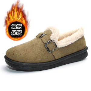 Free Shipping Winter Fleece-Lined WomenS Shoes Buckle-Style Warm Cotton Shoes Slip-On Fluffy Flat-Soled Comfortable Cotton Shoes